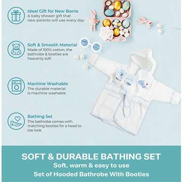 Spasilk Cotton Hooded Bathrobe and Booties Set