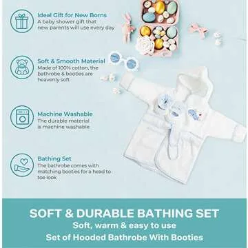 Spasilk Cotton Hooded Bathrobe and Booties Set