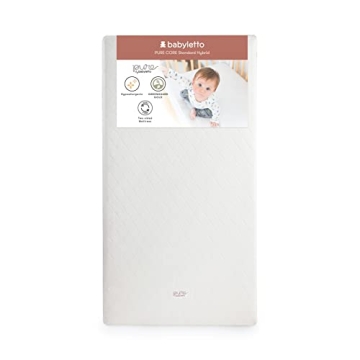 Babyletto Pure Core Crib Mattress, Hybrid Quilted Waterproof Cover, 2-Stage, Greenguard Gold Certifi...