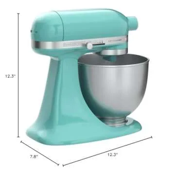 KitchenAid KSM3311XAQ Artisan Mini Series Tilt-Head Stand Mixer, 3.5 quart, Aqua Sky Blue