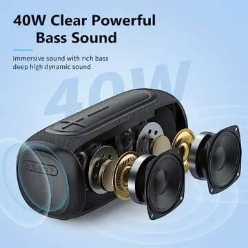 AWEI Portable Bluetooth Speaker with RGB Lights 40W Power