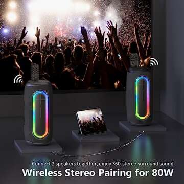 AWEI Loud Bluetooth Speakers, 40W Deep Bass Portable Wireless Speaker, Build-in MIC, IPX7 Waterproof with Dynamic RGB Light, Outdoor Bluetooth Speaker Via Bluetooth 5.3/3.5mm Aux-in/TF Card Connection