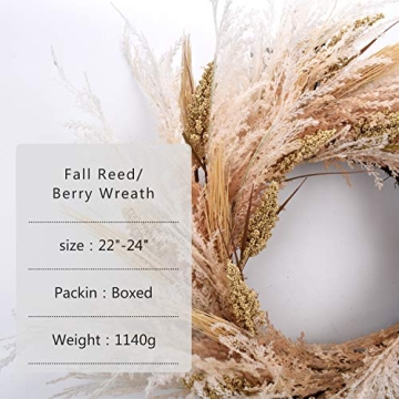 RED DECO 24 Inch Fall Wreath for All Seasons