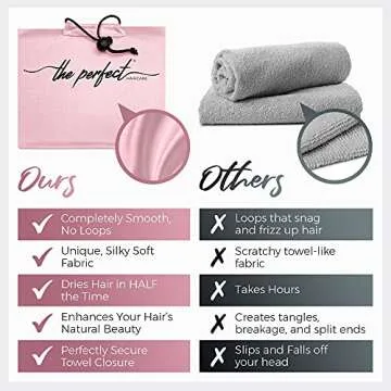 Microfiber Hair Towel Wrap for Women - Gift and Travel - Smooth like Silk - Curly, Wavy, Straight Ha...