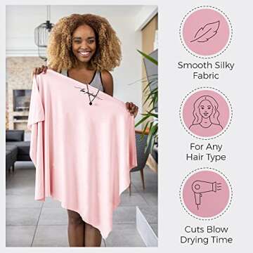 Microfiber Hair Towel Wrap for Women - Gift and Travel - Smooth like Silk - Curly, Wavy, Straight Hair Girls - Plopping Essential - Anti-Frizz, Fast Drying, Works Better than a Cotton T-Shirt