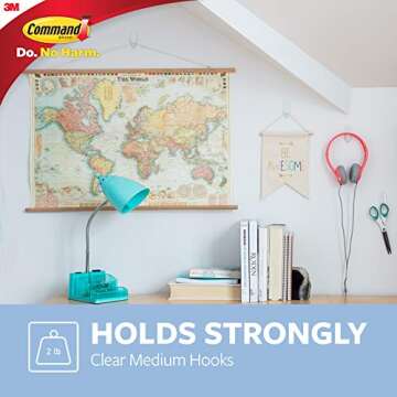 Command Hooks, Medium, Clear, 6-Hooks (17091CLR-6ES) (17091CLRVP)