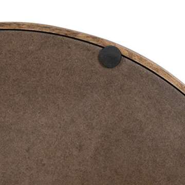 Kate and Laurel Lipton Modern Round Wood Tray, 15.5" Diameter, Rustic Brown with Black Handles, Decorative Accent Tray for Storage and Display