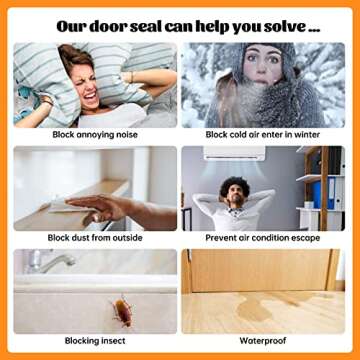 Self Adhesive Door Sweep Draft Stopper - Camel Home Weather Stripping Rubber Under Door Bottom for Interior Doors Seal Strip Insulation for Weatherproof, Soundproof, 2" W X 39" L(Black)