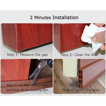 Self Adhesive Door Sweep Draft Stopper - Camel Home Weather Stripping Rubber Under Door Bottom for Interior Doors Seal Strip Insulation for Weatherproof, Soundproof, 2" W X 39" L(Black)