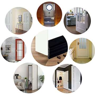 Self Adhesive Door Sweep Draft Stopper - Camel Home Weather Stripping Rubber Under Door Bottom for Interior Doors Seal Strip Insulation for Weatherproof, Soundproof, 2" W X 39" L(Black)