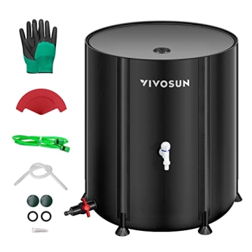 VIVOSUN Collapsible Rain Barrel, 100 Gallon Water Storage Tank with 1000D Oxford Cloth, Portable Rai...