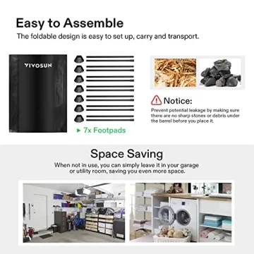 VIVOSUN Collapsible Rain Barrel, 100 Gallon Water Storage Tank with 1000D Oxford Cloth, Portable Rain Collection System Includes Two Spigots and Overflow Kit, Black