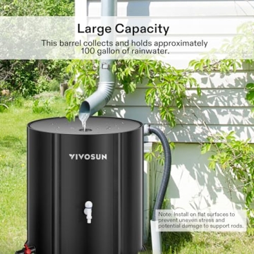 VIVOSUN Collapsible Rain Barrel, 100 Gallon Water Storage Tank with 1000D Oxford Cloth, Portable Rain Collection System Includes Two Spigots and Overflow Kit, Black