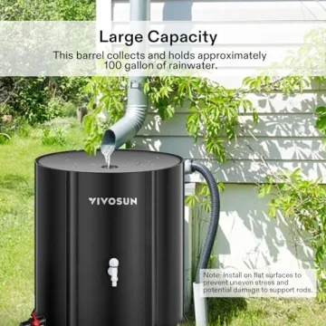 VIVOSUN Collapsible Rain Barrel, 100 Gallon Water Storage Tank with 1000D Oxford Cloth, Portable Rain Collection System Includes Two Spigots and Overflow Kit, Black