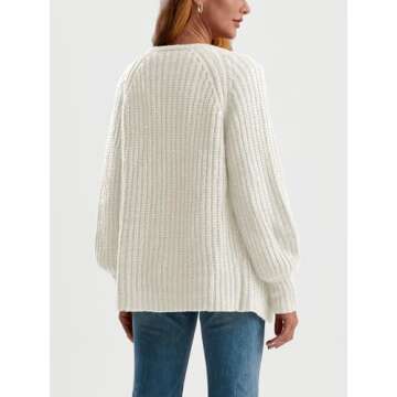 LILLUSORY Chunky Cardigan Sweaters for Women Cable Knit Ladies Trendy Jackets Oversized Cashmere 2024 Fall Long Coat Cute Outfits Fashion Winter Clothes White L