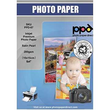 PPD Satin Photo Paper for Inkjet Printer, Premium Semi-Gloss Luster Finish 4 x 6 Size Sheets for Pri...