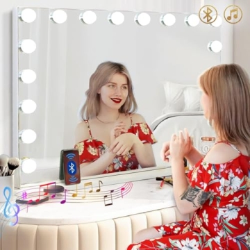 Hansong Extra Large Bluetooth Vanity Mirror with LED Lights for Beauty and Style