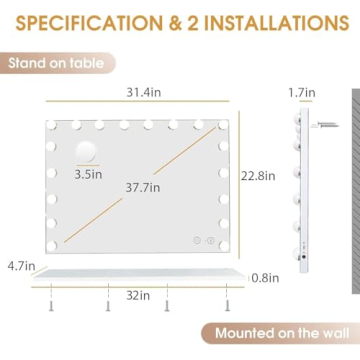 Hansong Large Bluetooth Vanity Mirror with LED Lights
