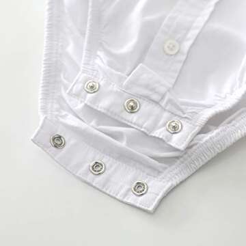 MOMOLAND Infant Baby Boys Plaid Bodysuit Woven Shirt Button Up Long Sleeves Navy (White, 6-9 Months)