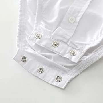 MOMOLAND Infant Baby Boys Plaid Bodysuit Woven Shirt Button Up Long Sleeves Navy (White, 6-9 Months)