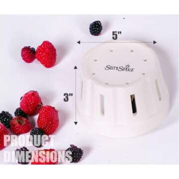 Ceramic Berry Basket 2 PACK, Round Fruit Bowl With Holes, Rustic Kitchen Colander, Stoneware Berry Strainer, Cute Farmhouse Fruit Basket, Perfect For Berries, Cherry, Strawberry, Grape, Tomato (White)