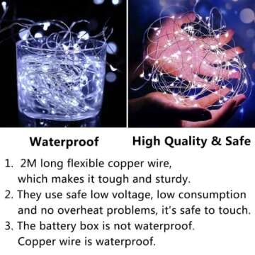 Rivokeer 12 Pack Fairy Lights Battery Operated String Lights，7FT 20LED Waterproof Silver Wire Chri...