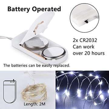 Rivokeer 12 Pack Fairy Lights Battery Operated String Lights，7FT 20LED Waterproof Silver Wire Christmas Lights Outdoor,Firefly Mini Lights for Bedroom Party Birthday Wedding Indoor Decorations.