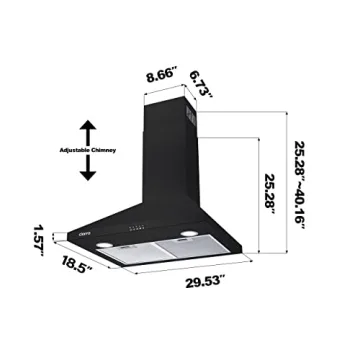 CIARRA 30 Inch Quiet Wall Mount Range Hood 450 CFM