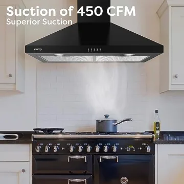 CIARRA 30 Inch Quiet Wall Mount Range Hood 450 CFM