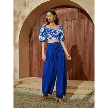 Stylish Floerns Sweetheart Neck Puff Sleeve Crop Top