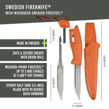 Light my Fire Knife – Survival Knife with Fire Starter and Sheath - 3.5-inch Fixed Blade Tactical ...