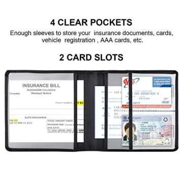 Cacturism Car Registration and Insurance Holder, Vehicle Glove Box Car Organizer Men Women Wallet Accessories Case for Cards, Essential Document, Driver License, Black
