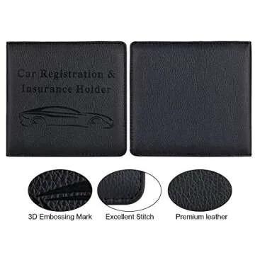 Cacturism Car Registration and Insurance Holder, Vehicle Glove Box Car Organizer Men Women Wallet Accessories Case for Cards, Essential Document, Driver License, Black