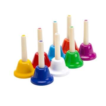 CeleMoon Hand Bells for Kids - 8 Note Colorful Metal Handbells with Handle - Educational Teaching an...