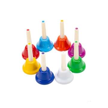 CeleMoon Hand Bells for Kids - 8 Note Colorful Metal Handbells with Handle - Educational Teaching and Learning Kids Instruments - Musical Toy Gift for Children Toddler Baby