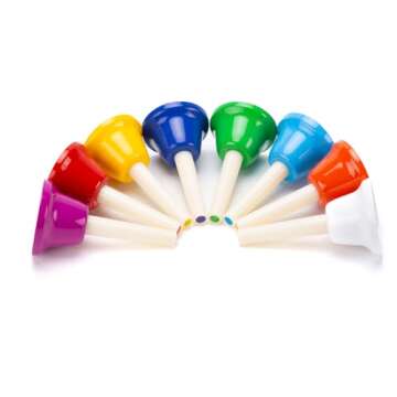CeleMoon Hand Bells for Kids - 8 Note Colorful Metal Handbells with Handle - Educational Teaching and Learning Kids Instruments - Musical Toy Gift for Children Toddler Baby