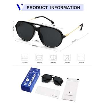 VANLINKER Polarized Aviator Sunglasses for All Styles
