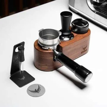 KNODOS Walnut Espresso Tamping Station 54mm For Breville Espresso Machine Accessories, Portafilter Holder Tamping Mat Espresso Coffee Equipment V2