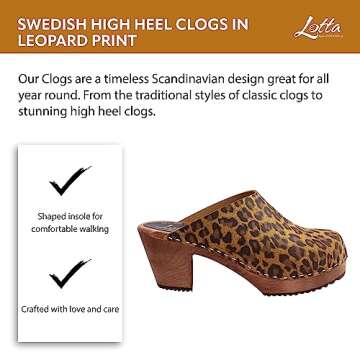 Lotta From Stockholm Swedish High Heel Classic Clog in Leopard Print with Brown Base