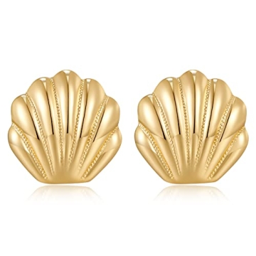 LILIE&WHITE Gold Seashell Stud Earrings for Women