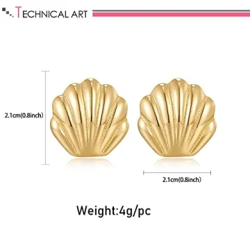 LILIE&WHITE Gold Seashell Stud Earrings for Women