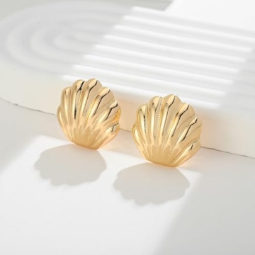 LILIE&WHITE Gold Seashell Stud Earrings for Women