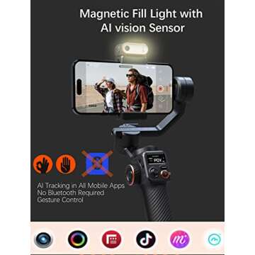 Hohem iSteady M6 Kit Smartphone Gimbal Stabilizer 3-Axis with Magnetic Fill Light/AI Tracking Sensor...