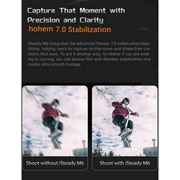Hohem iSteady M6 Kit Smartphone Gimbal Stabilizer 3-Axis with Magnetic Fill Light/AI Tracking Sensor for iPhone Android with 0.91-inch OLED Display Max Payload 400g