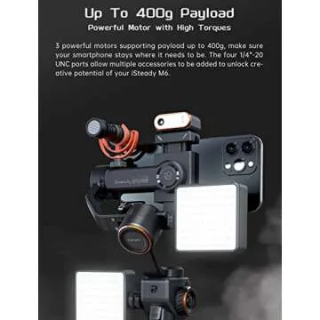 Hohem iSteady M6 Kit Smartphone Gimbal Stabilizer 3-Axis with Magnetic Fill Light/AI Tracking Sensor for iPhone Android with 0.91-inch OLED Display Max Payload 400g