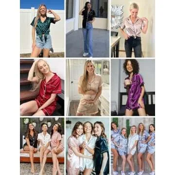 Ekouaer Silk Pajama Set for Women 2 Piece Short Sleeve Nightwear Button Down Notch Collar Sleepwear Satin Pjs Shorts Set,Purple,Medium