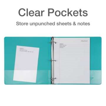 Cardinal 3 Ring Binders, Binders for School and Office, Durable 1.5 Inch, Round Rings, Holds 350 Sheets, ClearVue Presentation View, Non-Stick, Assorted Bright Colors, 4 Pack (79553)