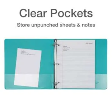 Cardinal 3 Ring Binders, Binders for School and Office, Durable 1.5 Inch, Round Rings, Holds 350 Sheets, ClearVue Presentation View, Non-Stick, Assorted Bright Colors, 4 Pack (79553)