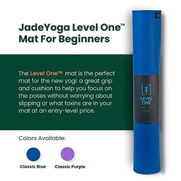 JadeYoga Level One Yoga Mat - Secure Grip, Comfortable & Durable Exercise Mat for Beginners - Portab...