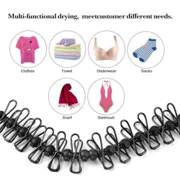 HAWATOUR Travel Clothesline, Portable Retractable Clothesline with 12pcs Clothespins for Indoor Laundry Drying, Outdoor Camping Accessories, Black